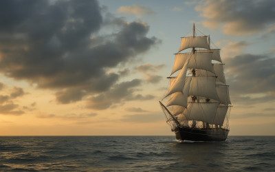 A ship without wind on its sails.
