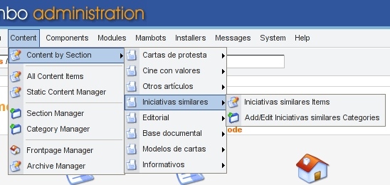 "Manejador de Secciones y Categorías"